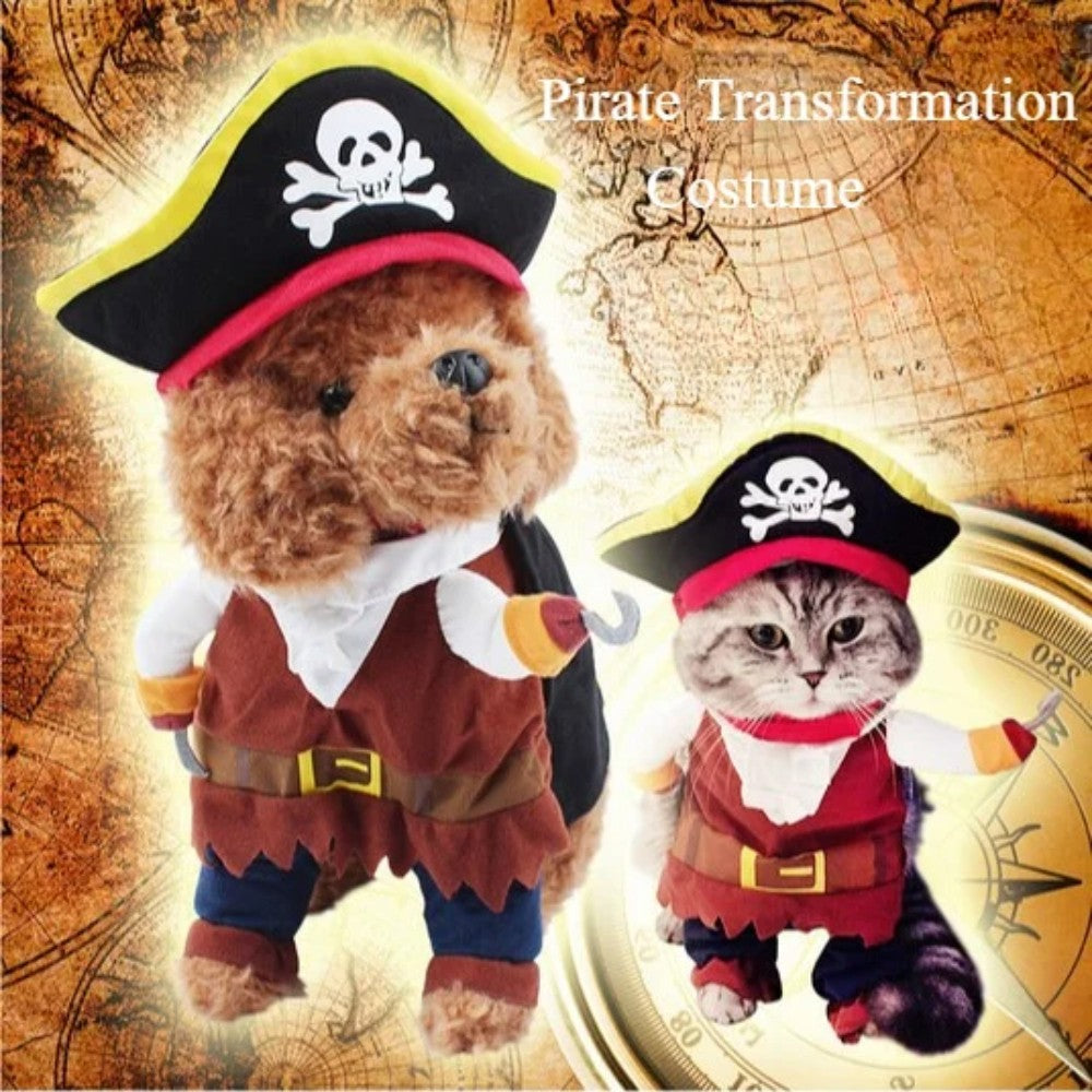 Conjunto de Roupas para Cães Fantasia de Pirata para Animais de Estimação Roupa de Pirata para Cachorro Teddy Fantasias de Halloween