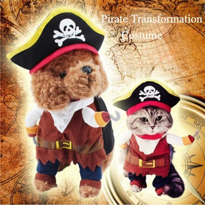 Conjunto de Roupas para Cães Fantasia de Pirata para Animais de Estimação Roupa de Pirata para Cachorro Teddy Fantasias de Halloween