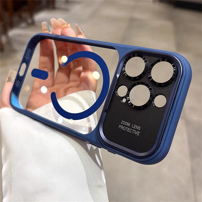 Luxury Magnetic Metal Lens Bumper Protection Case For iPhone 17 16 15 14 13 Pro Max Plus For Magsafe Acrylic Translucency Cover