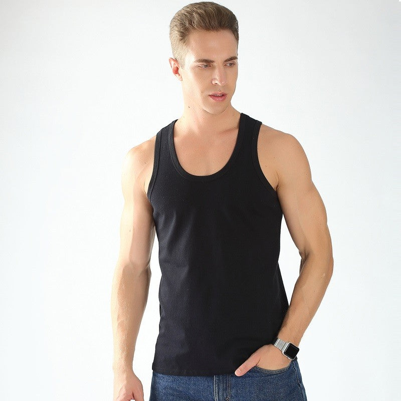 Cotton Tank Top Men  Summer Shirt Solid Color Undershirts soft O-neck plus size M to 4XL