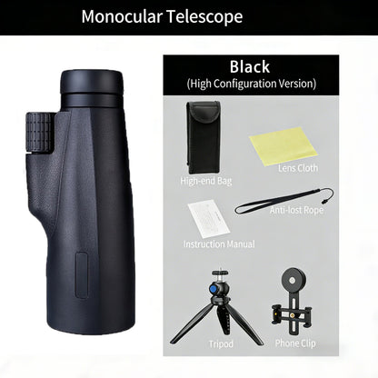 12x50 HD ZOOM Telescópio Monocular Poderoso Binóculos Portátil Telescópio de Longo Alcance Caça Acampamento Com Tripé Suporte de Celular
