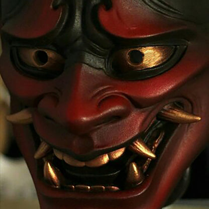Halloween Prajna Mask Japanese Color Bonjour Noh Kabuki Demon Mask Hundred Ghosts Night Out Resin Ghost Samurai Props Party Mask