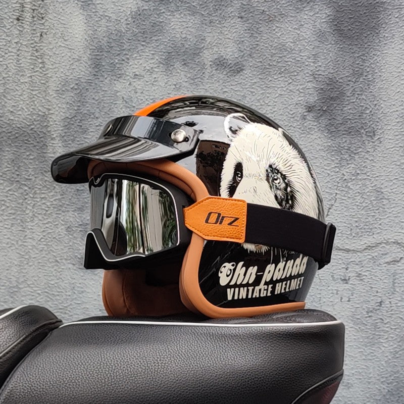 Capacete de motocicleta retrô semiaberto acessórios para motocicleta cross-country capacete de motocicleta 3/4 capacete retrô de inverno