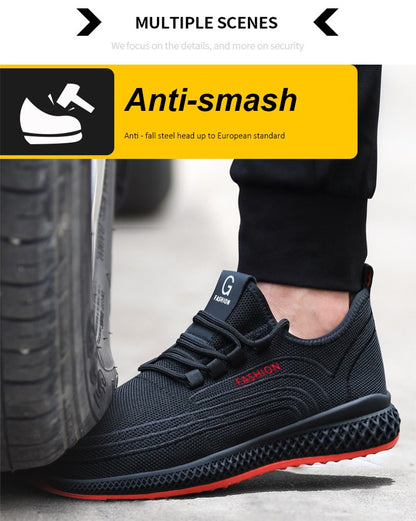Manlegu Air Mesh Steel Toe Work Shoes Breathable Working Shoes Women Man Safety Shoes Lightweight Puncture-Proof Safety Boots