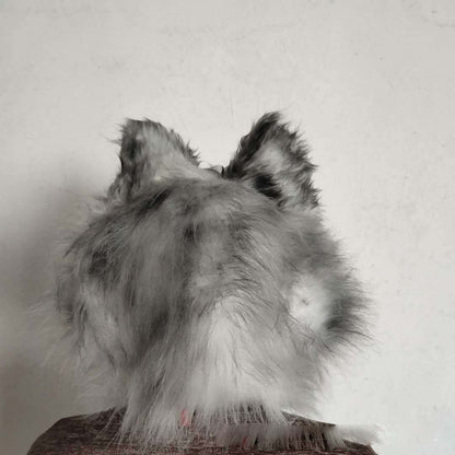 Latex with Fur Black Cat Cosplay Mask Scary Helmet Animal Funny Costume Hood Hair Mask Headwear Adult Halloween Party Props