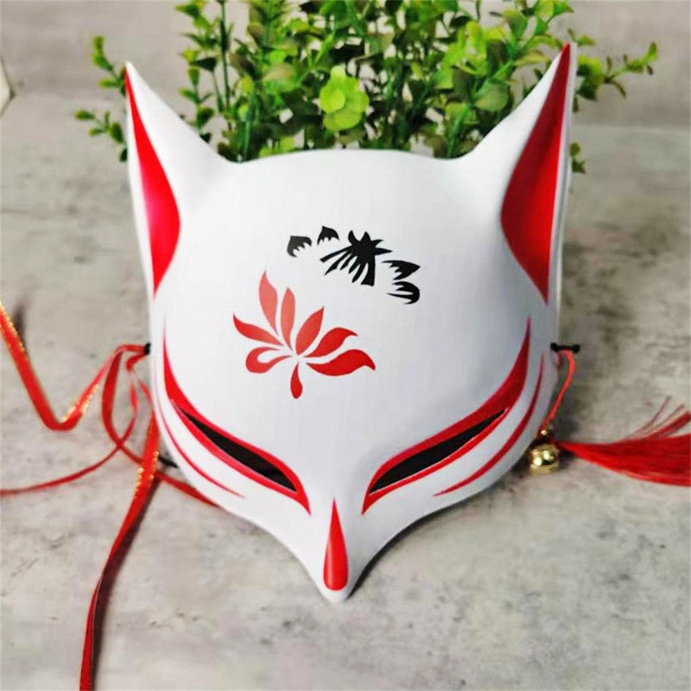 New Fashion Anime Fox Mask Hand-Painted Half Face Cat Mask With Tassels Bell Halloween Masquerade Party Festival Cosplay Gift