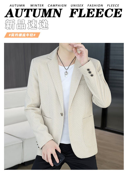 Blazer's New Men's Fashion Outdoor Travel Camping Youth Wedding Hosting Campus Slimming Casual Solid Color Korean Version Blazer
