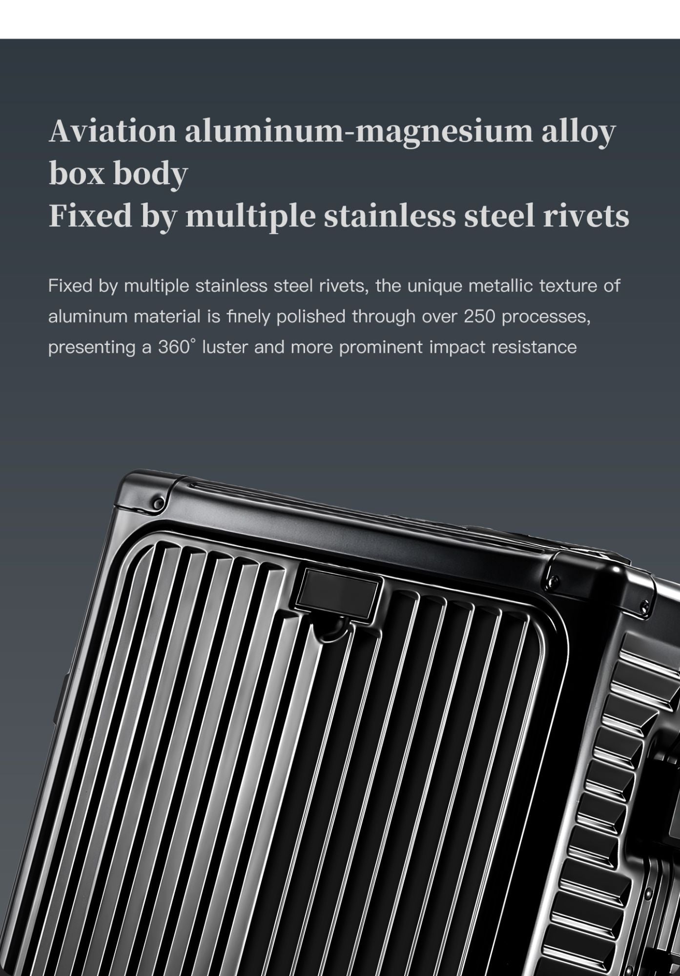 SUSHIMU 20-inch all-aluminum-magnesium alloy luggage with front opening, trolley suitcase, carry-on suitcase, metal travel