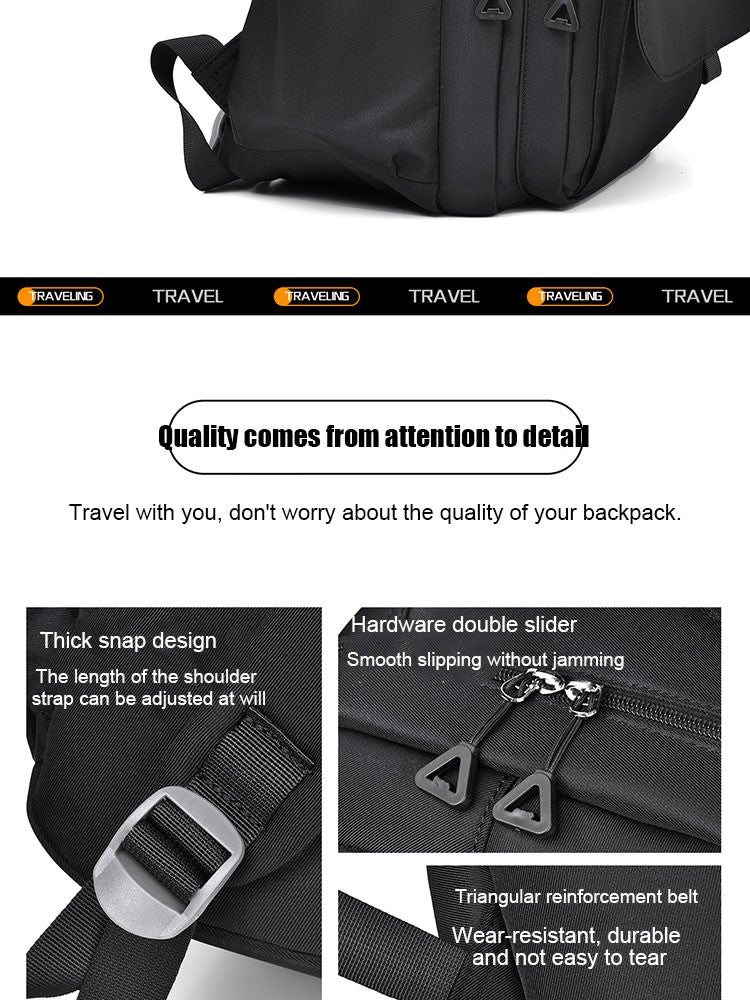 Mochila Multi-camadas Impermeável e Estilosa Oxford de Grande Capacidade Simples para Estudantes, Viajantes e Uso Diário
