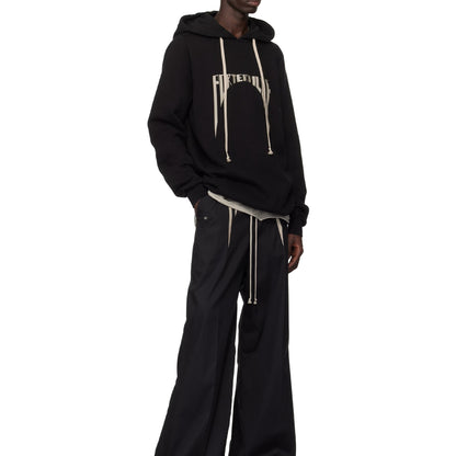 High Street Men's Long Hooded Sweatshirt Black Spring and Autumn New Style Unisex Printed Long Sleeved Pullover Hoodie