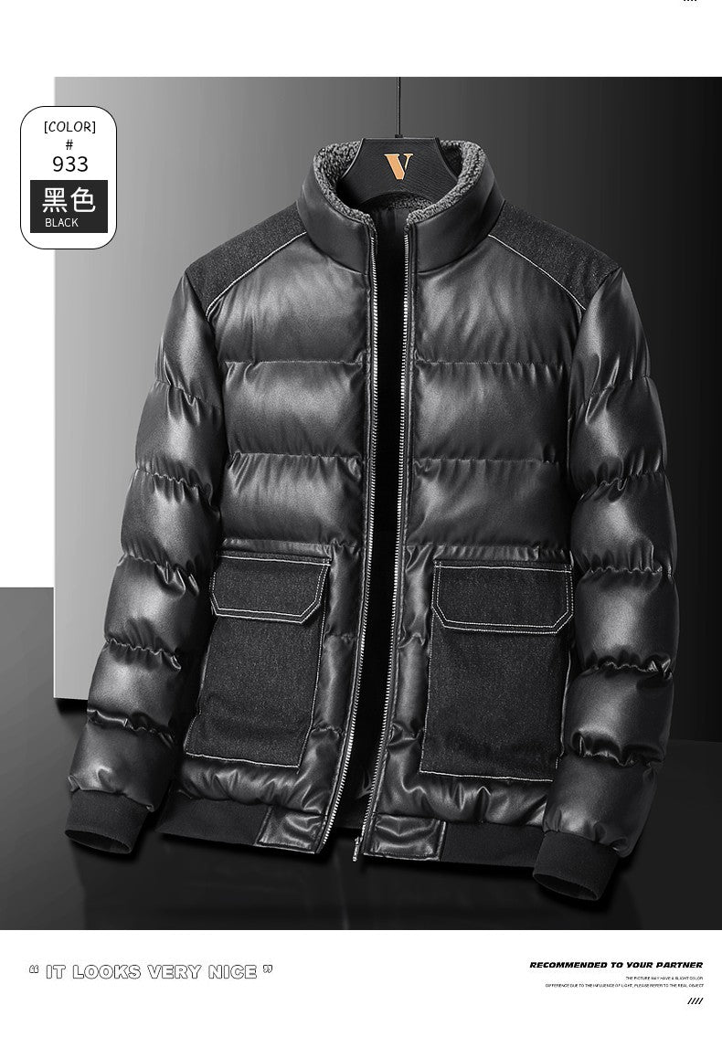 2024 Autumn/Winter New Men's Cowboy Coat Men's Youth Collar Jacket Men Single row Concealed Buckle Casual top big size