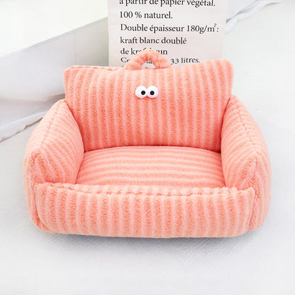 Sofá para Cães e Gatos Cartoon Sle Pet Bed Couch, Série Olhos Grandes, Travesseiro de Uso Diário Outono Inverno, Design de Sofá, Ninho para Pets, Nova Chegada
