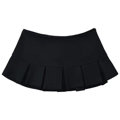 Rimocy Streetwear Y2K Gray Mini Skirts Women 2025 Summer Low Waist Pleated Short