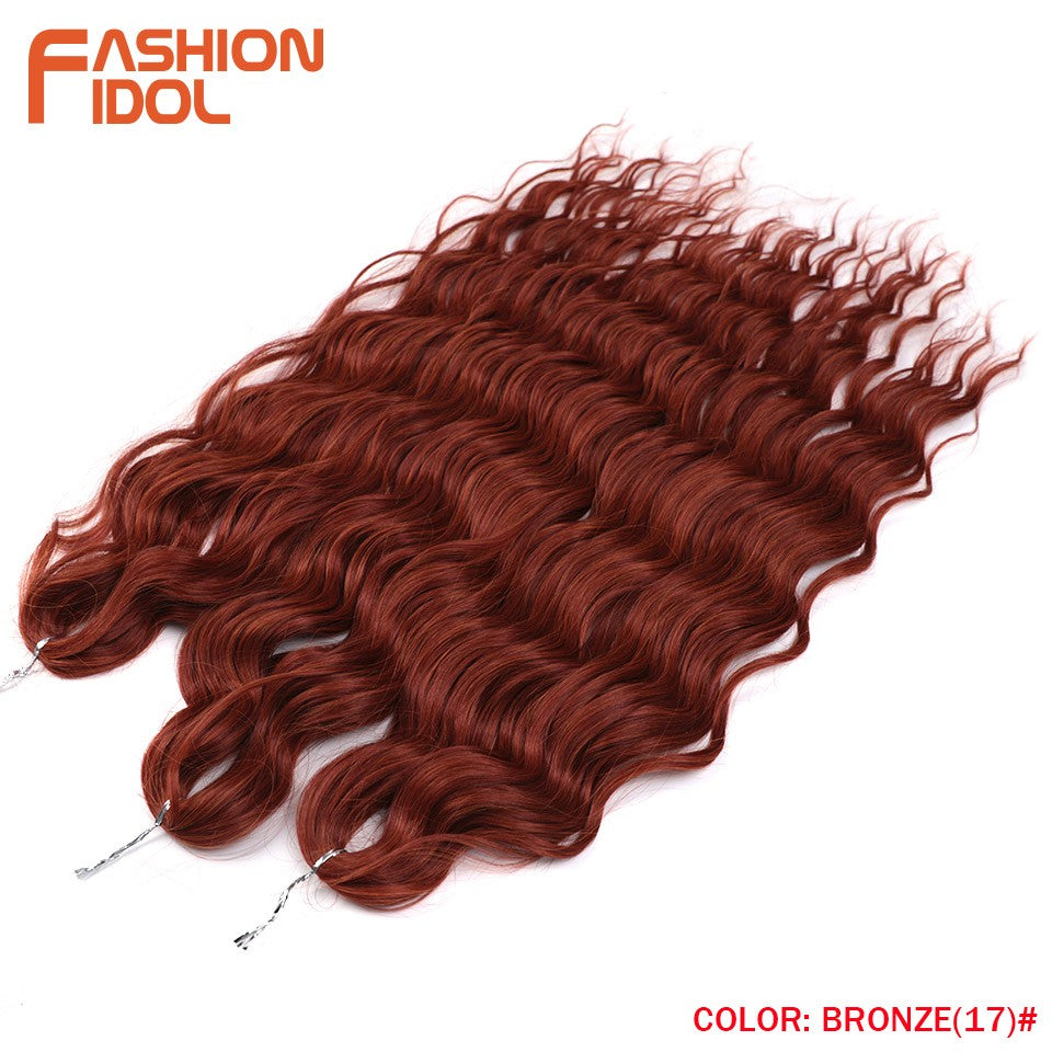FASHION IDOL Cabelo de Crochê Torção Laranja Extensões de Cabelo Trançado de Onda Profunda Sintética Cabelo Onda de Água 24 Polegadas Fibra Resistente ao Calor
