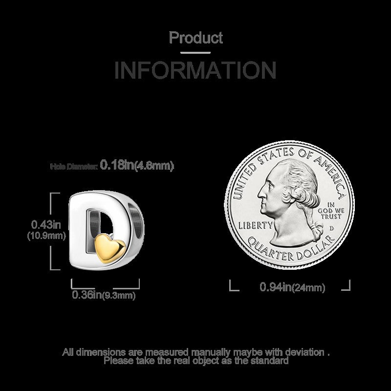 Fit Original Bangle Bracelet DIY A-Z Alphabet Charms Bead 925 Sterling Silver CZ Zircon LOVE Letter Dangle Pendant Jewelry Gift