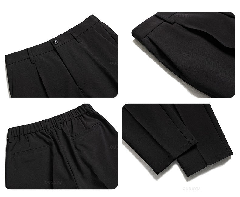 Spring Summer New Smooth Pendulous Suit Pants Men Business Long Trousers Korean Formal Ankle Length Pant Male Plus Size 40