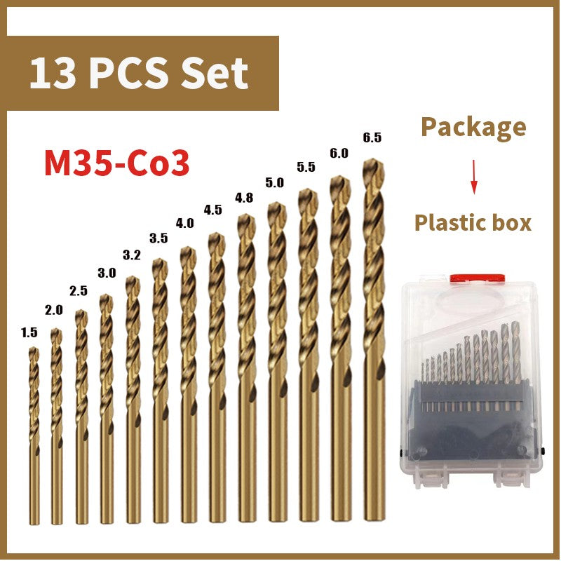 Broca Helicoidal de Aço Rápido Cobalto M35 Conjunto de Ferramentas Acessórios de Broca para Perfuração de Aço Inoxidável e Metal