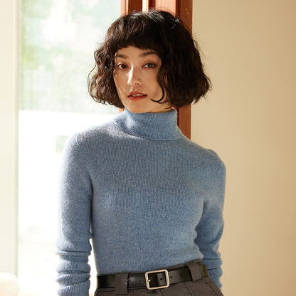 Autumn and Winter New Women's Sweater 100% Pure Cashmere High Collar Hoodie Knitted Basic Style Hot Selling Women's Top