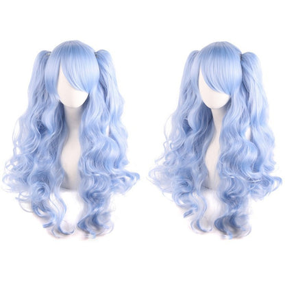 Cosplay Anime Wig Lolita Cute Lolita Double Ponytail Long Curled Hair Fake Hair Synthetic fiber wig