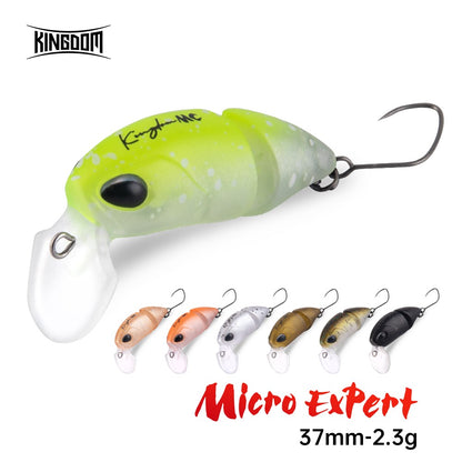 Isca Artificial Kingdom Micro Expert para Pesca 2.3g 37mm Minnow Articulado Flutuante Isca Rígida Swimbait Crankbait de Superfície Isca para Truta
