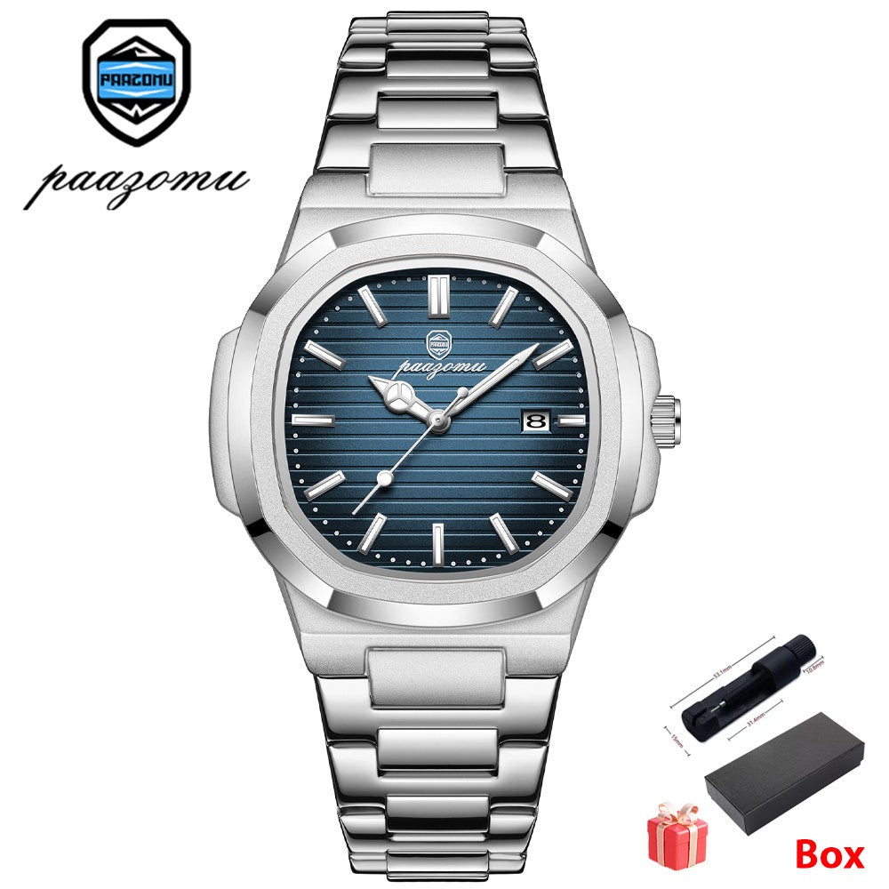 POEDAGAR Luxury Men Quartz Watch Waterproof Date Week Luminous Wristwatch Stainless Steel Men's Watches Male Clock Sports Reloj
