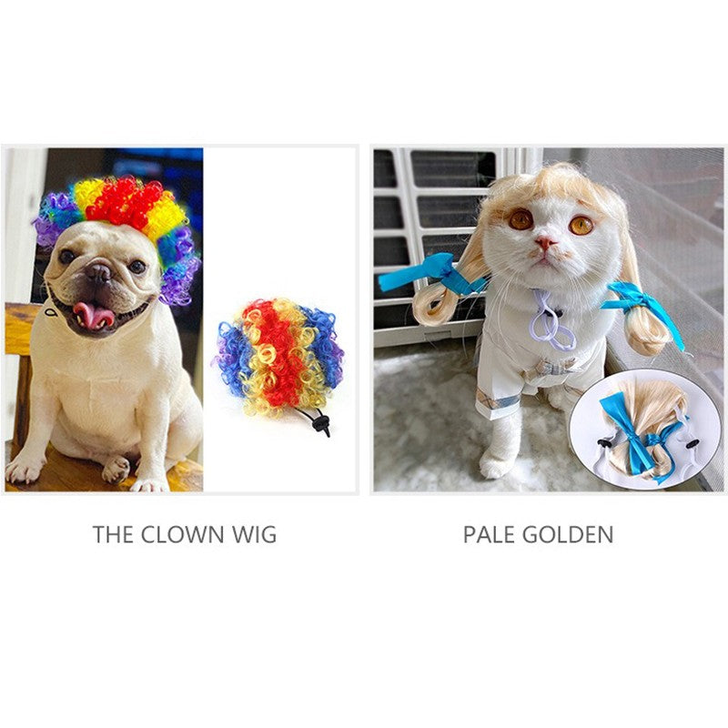 Perucas para Pets Cabeças Explosivas Acessórios de Cabelo de Palhaço para Cães e Gatos Fantasias de Halloween Natal Acessórios Divertidos para Cabelo de Pets