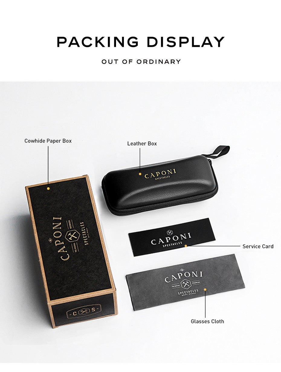 CAPONI Aviator Polarized Men Sunglasses Classic Double Bridge Designer Outdoor Sun Glasses Anti Glare UV400 Silver Shade CP35707