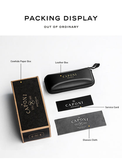 CAPONI Aviator Polarized Men Sunglasses Classic Double Bridge Designer Outdoor Sun Glasses Anti Glare UV400 Silver Shade CP35707