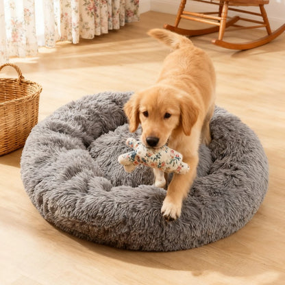 Cama para Pets Super Macia Pelúcia Grande Adequada para Cães de Porte Médio Lavável na Máquina Cama Redonda para Cães Ninho Confortável para Dormir