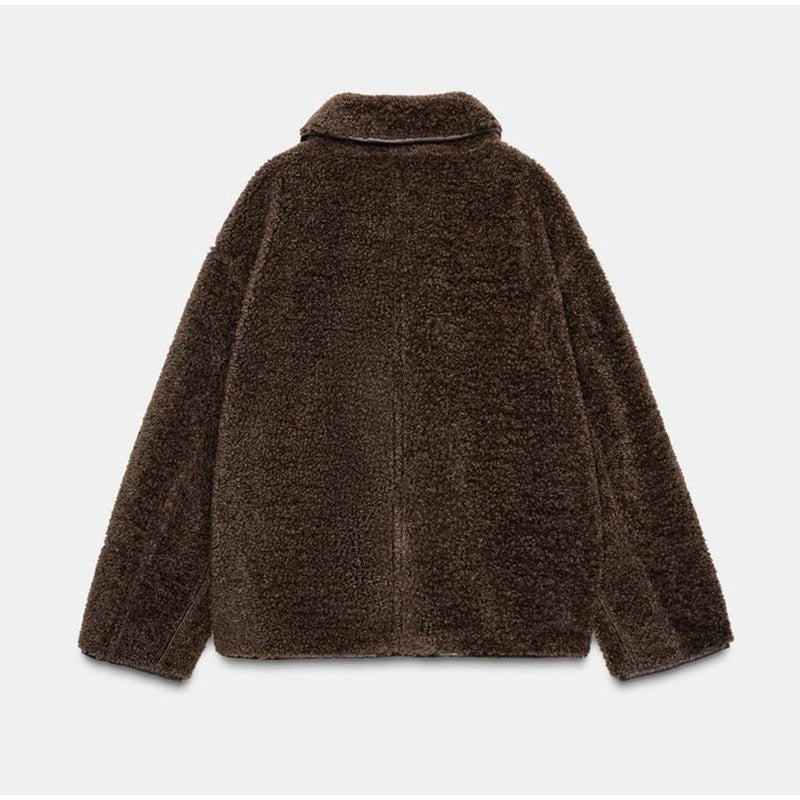 ? Fashion Double Sided Solid Jacket Women Lapel Collar Single Breasted Long Sleeve Coats 2025 Autumn New Lady Utility Outerwear