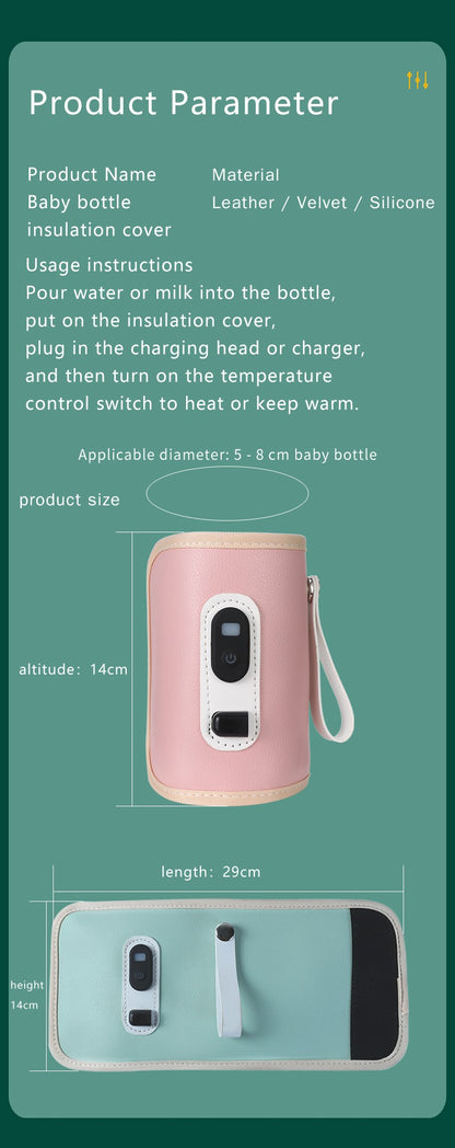 USB Baby Milk Bottle Thermal Bag Universal Digital Display Nursing Bottle Heater Portable Baby Milk Heat Keeper for Traveling