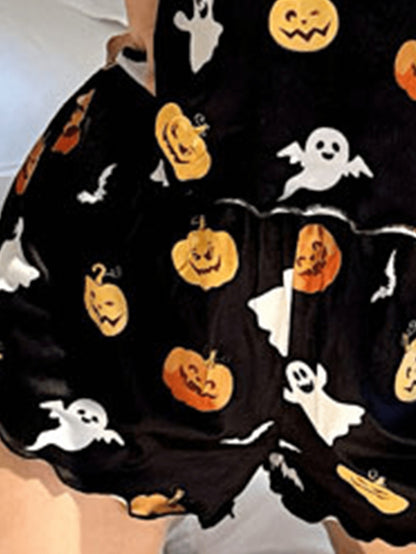Halloween Pumpkin & Ghost Print Camisole Top And Shorts two piece sets