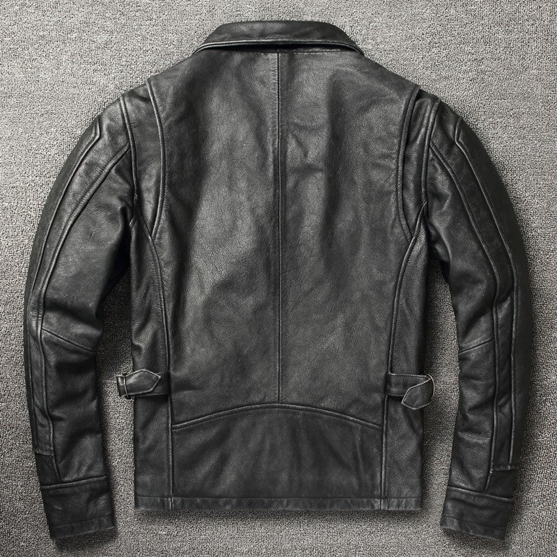 2025 Retro Style 100% Top Layer Cowhide Oversized Leather Jacket Color is made of Old Motorcycle Riding Clothes.