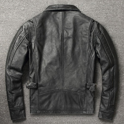 2025 Retro Style 100% Top Layer Cowhide Oversized Leather Jacket Color is made of Old Motorcycle Riding Clothes.