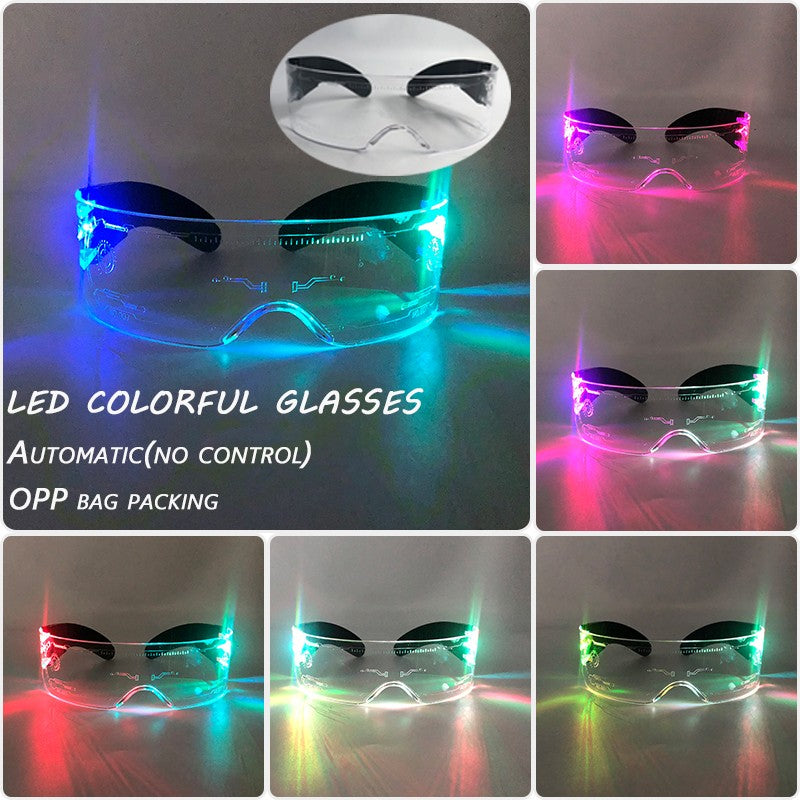 Led Luminous Glasses Bar Masquerade Concert Rave Goggles Rainbow Space Robot Futuristic Led DJ LIGHT Glasses Star Y2k Glasses