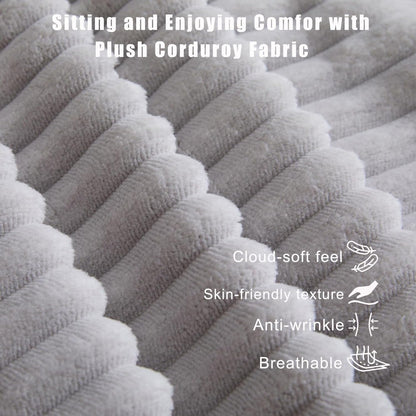 Sleeper Sofa Bed King, Corduroy Modular L Shaped Sofa, Oversized Reversible Chaise Lounge, Modern Sectional Couch with Ottoman