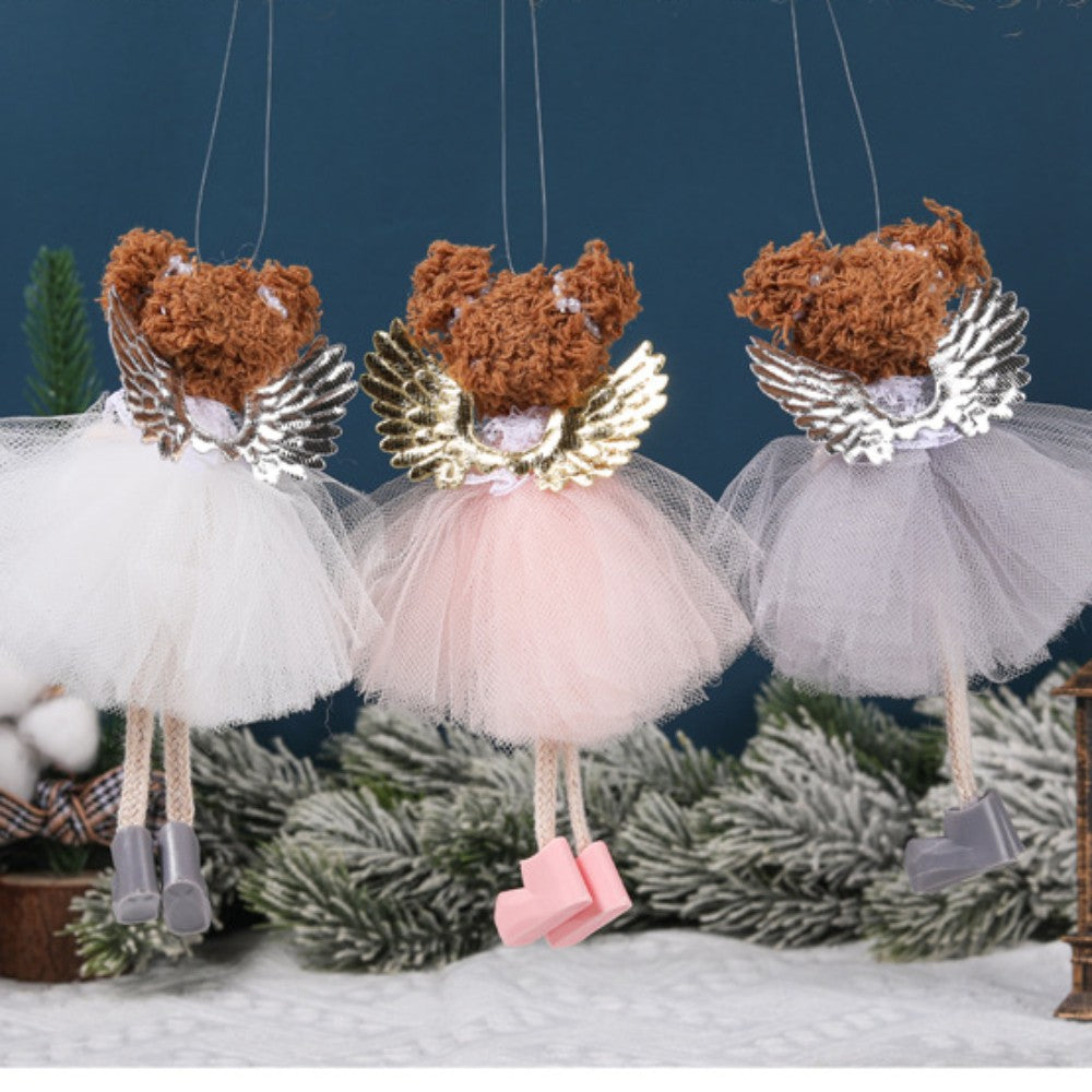 Christmas plush antlers angel girl pendant Christmas tree pendant creative doll pendant gift