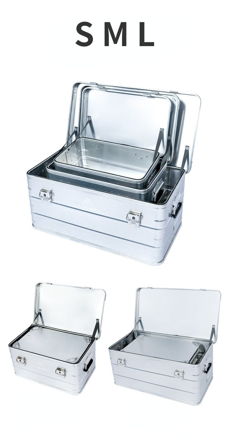 MOUNTAINHIKER Outdoor Storage Box Camping Picnic Travel Aluminum Alloy Large Capacity Box Silver Storage Bag 30-80L