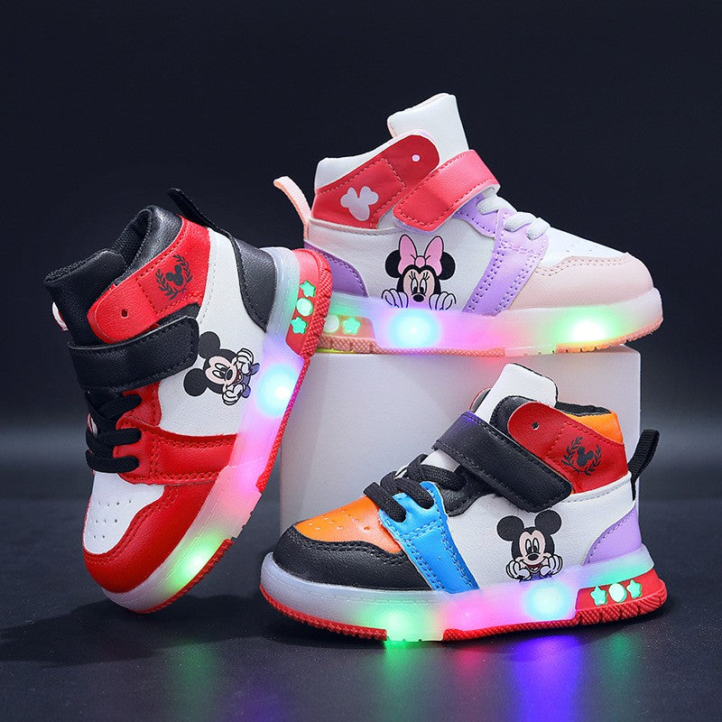 Minnie Pattern Children's Sneaker New Style Popular Design Baby Boys Girls Led Lighting Shoes Autumn Kids Casual Sports Shoes