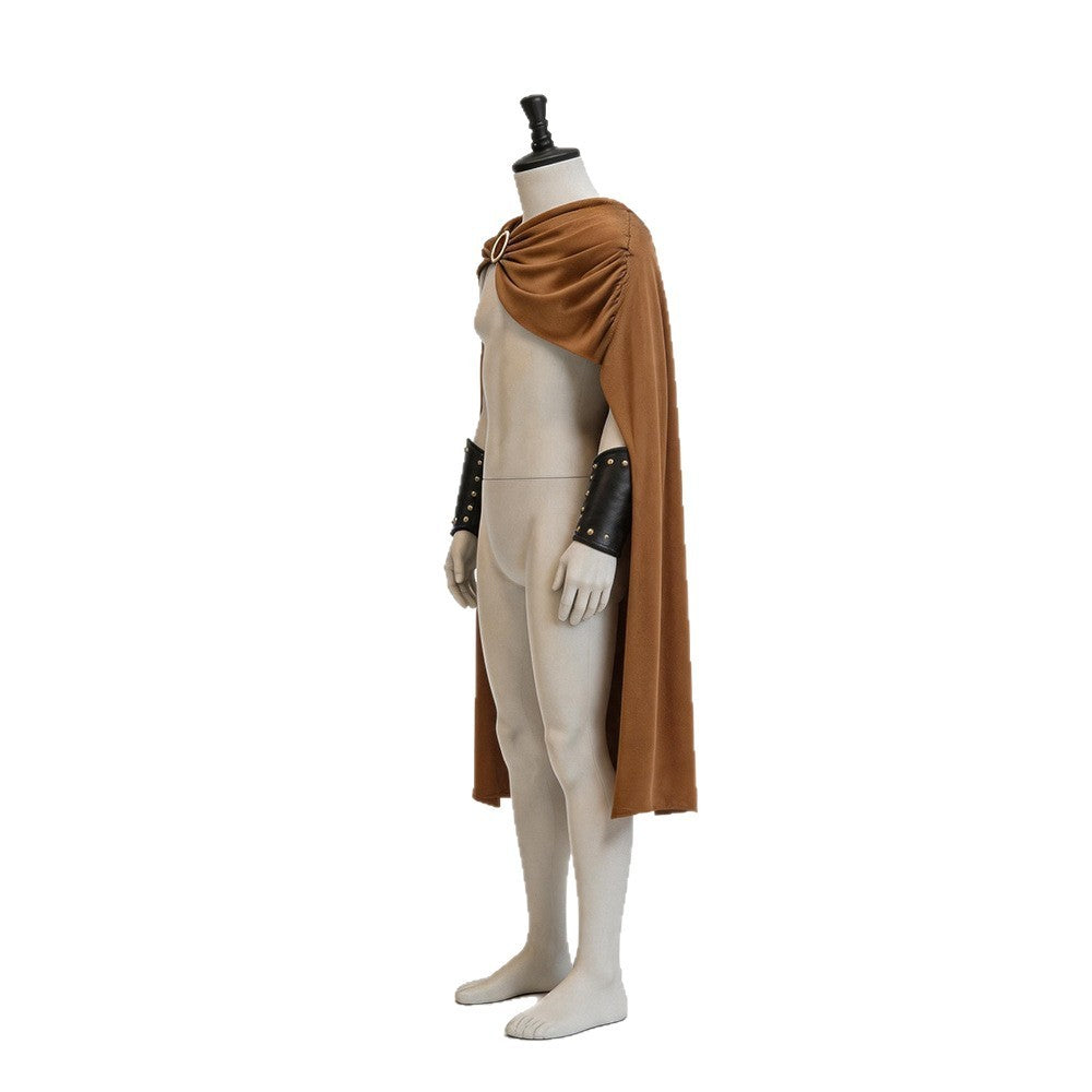 Men Spartan Warrior Cape CostumeMedieval Knight Cloak Set Halloween Carnival Masquerade Party Cosplay Outfit for Adult Male Stag