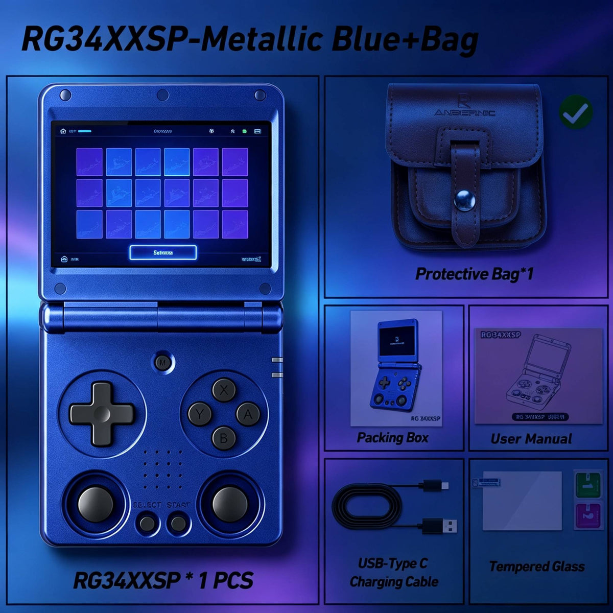 RG34XXSP ANBERNIC Flip Retro Handheld Game Console 3.4 Inch  Screen H700 Pocket Game Player Support PSP PS1 GBA NDS Arcade