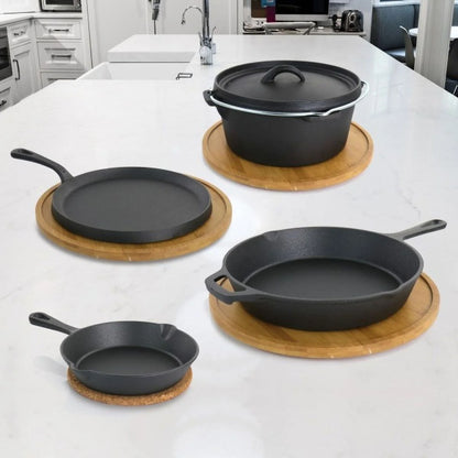 Pre-Seasoned Cast Iron 5-Piece Kitchen Cookware Set, Pots and Pans,Versatile Use
