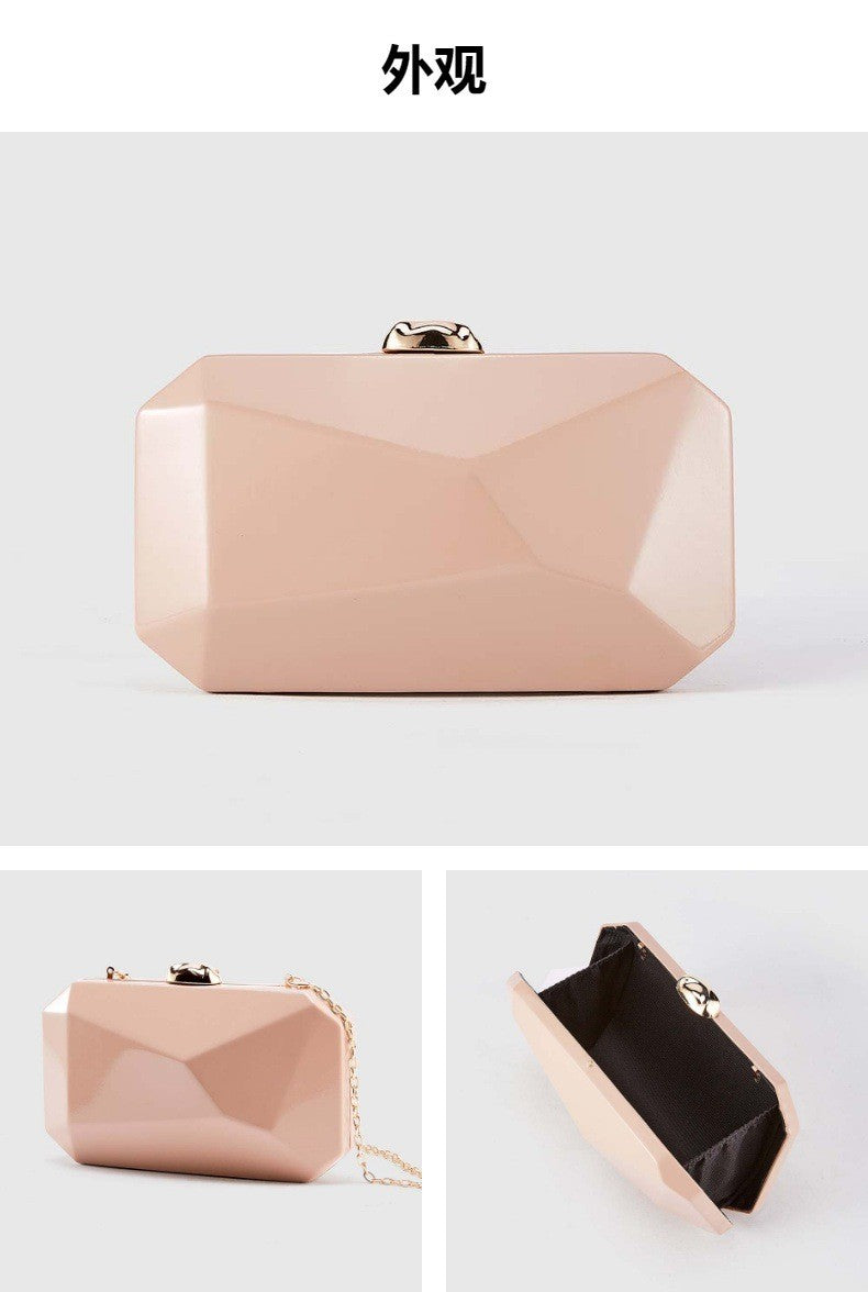 Fashion Clutch Bags for Women Glossy PU Evening Purse Burgundy Geometric Shape Female Handbag Special Valentine's Day Gift