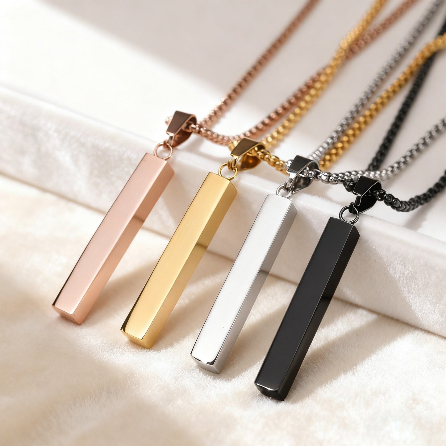 Colares à prova d'água para homens e mulheres, colar com pingente de barra vertical retangular de aço inoxidável, presentes casuais simples