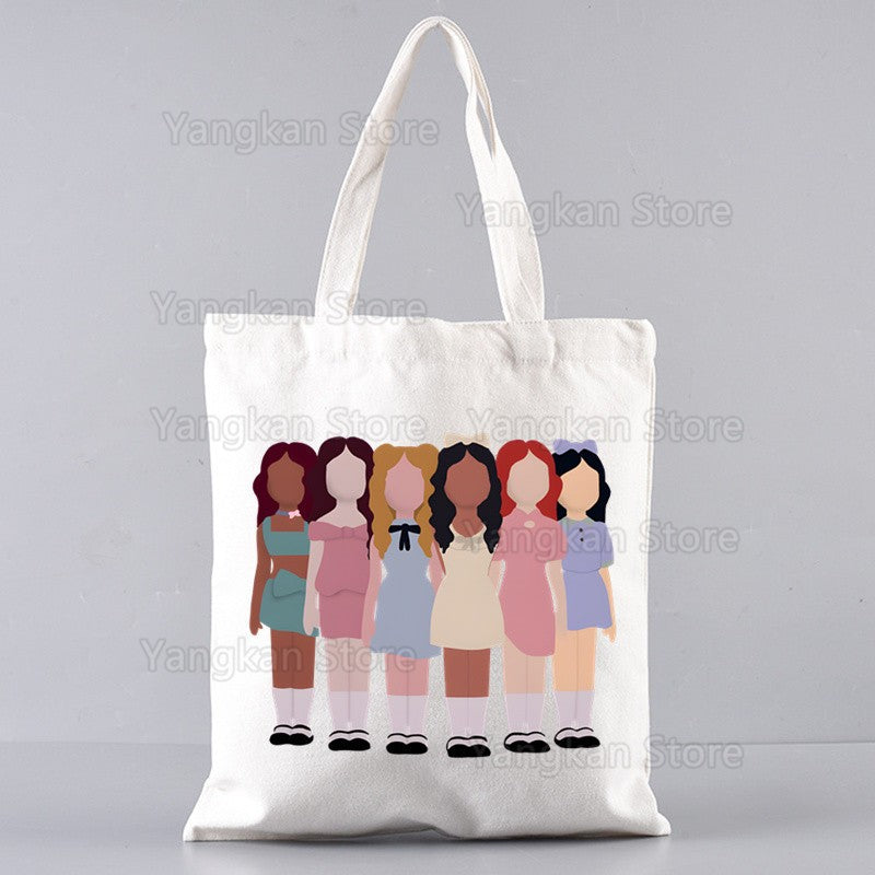 KATSEYE Korean Shopping Bag Print Original Design White Unisex Fashion Travel Canvas Bags