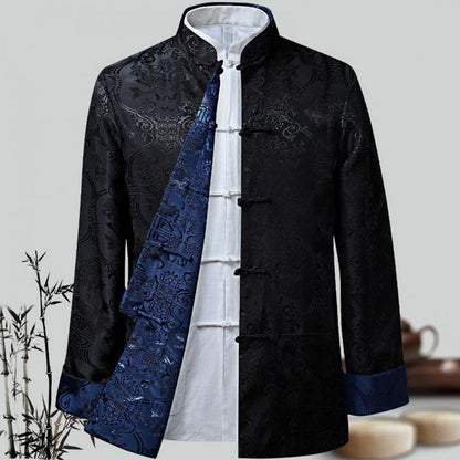 Chinese Style Traditional Clothing Tang Suit Coat Retro Long Sleeved Stand Collar Reversible Keep Warm Vintage Chinese Shirt