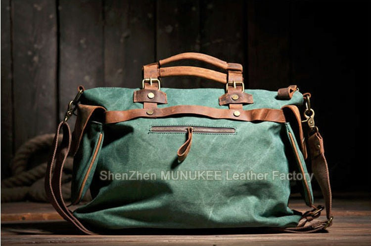 Vintage Military Canvas + Genuine Leather Men Shoulder Bag Sling Crossbody Bag Tote Handbag Men Canvas Messenger Bag  Leisure