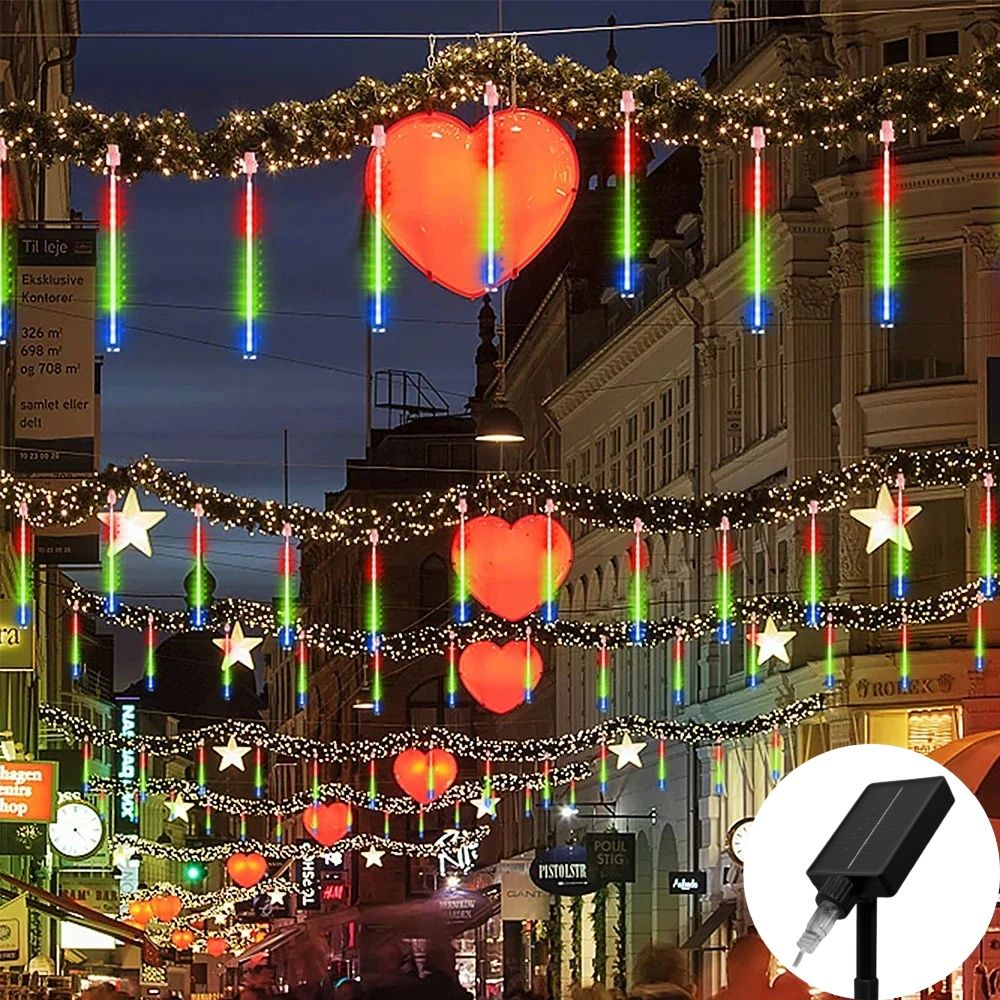 30/50cm Solar LED Meteor Shower Light Holiday String Light Waterproof Fairy Garden Decor Outdoor Led Street Garland Christmas
