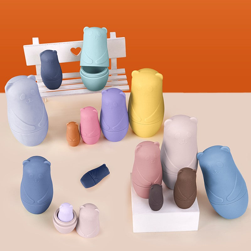 Brinquedo de empilhamento de silicone Matryoshka bonecas russas para bebês brinquedos de boneca dentro de boneca de empilhamento de silicone para interação