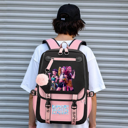 Mochila Demon Slayer K-Pop 2025 Estampa de Desenho Animado Rumi Mira Zoey Até 20L de Grande Capacidade Mochila Escolar para Adolescentes